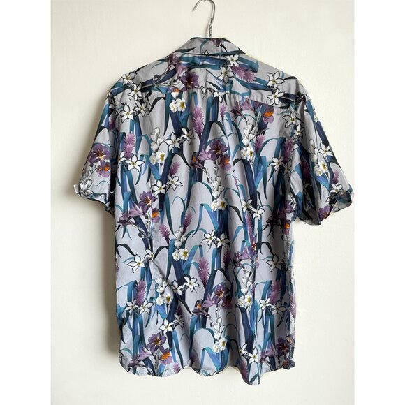 Floral Shirt Men Ted Baker Hawaiian | Casual Button Down Vacation Short Sleeve - Picture 2 of 5